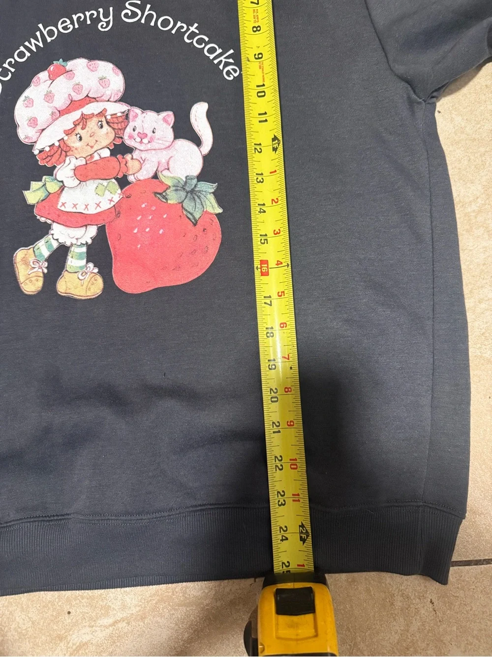 Strawberry Shortcake Graphic Print Charcoal Crewneck Sweatshirt